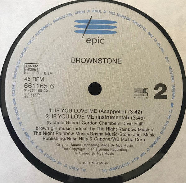 Brownstone : If You Love Me (12")