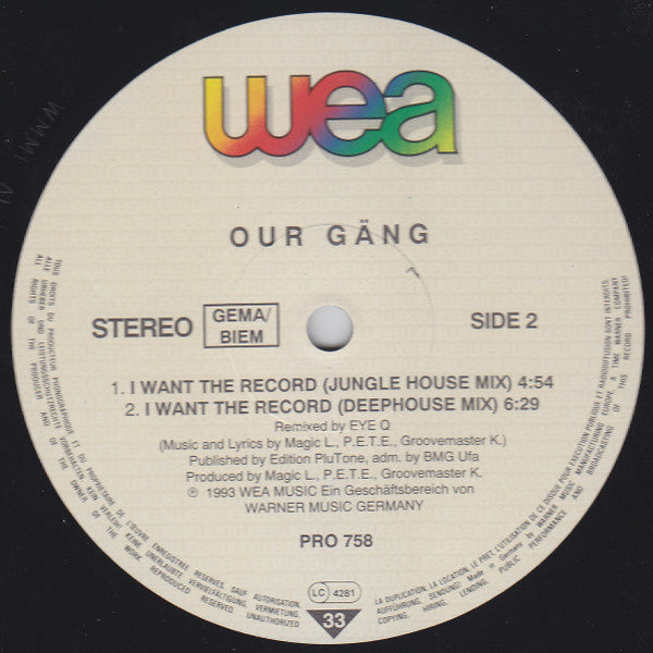 Our Gäng : I Want The Record (12", Promo)