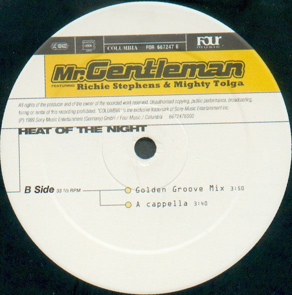 Mr. Gentleman* Featuring Richie Stephens & Mighty Tolga : Heat Of The Night (12")