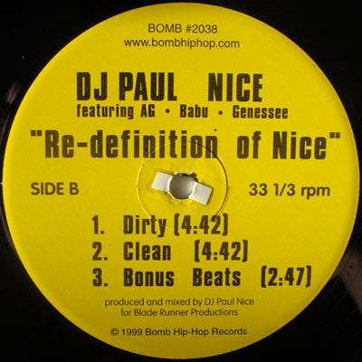 Paul Nice Featuring AG, Babu, Gennessee : Definition Of Nice (12")