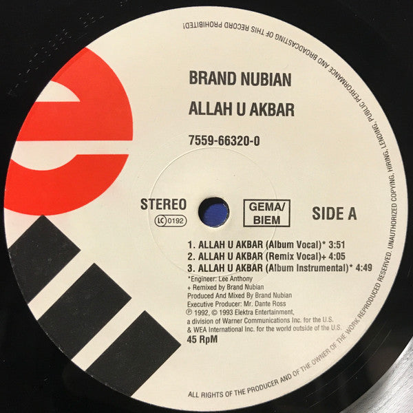 Brand Nubian : Allah U Akbar (12")