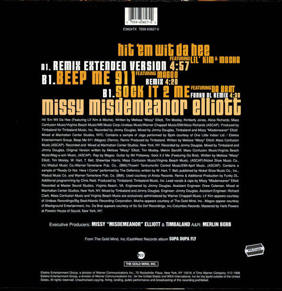 Missy Misdemeanor Elliott* Featuring Lil' Kim & Mocha : Hit 'Em Wit Da Hee (12", M/Print, 2/2)