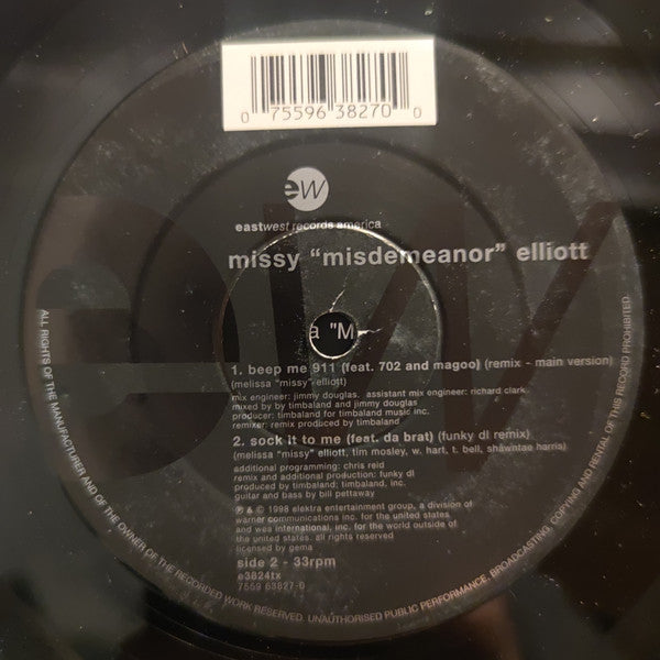 Missy Misdemeanor Elliott* Featuring Lil' Kim & Mocha : Hit 'Em Wit Da Hee (12", M/Print, 2/2)