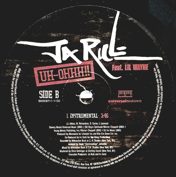 Ja Rule Feat. Lil Wayne : Uh-Ohhh!! (12", Promo)