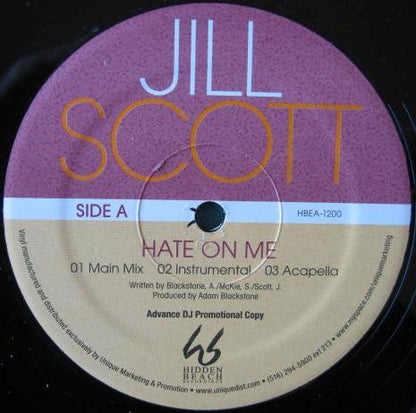 Jill Scott : Hate On Me (12", Single, Promo)