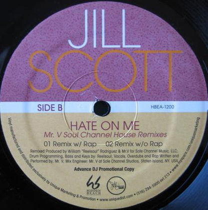 Jill Scott : Hate On Me (12", Single, Promo)
