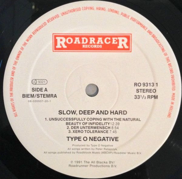 Type O Negative : Slow, Deep And Hard (LP, Album)