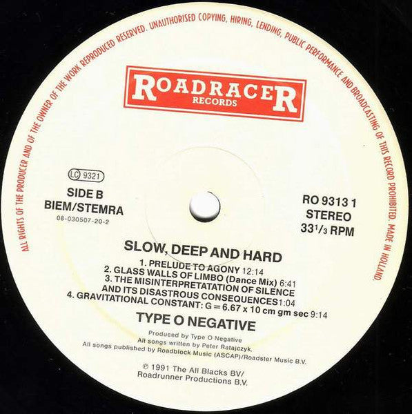 Type O Negative : Slow, Deep And Hard (LP, Album)
