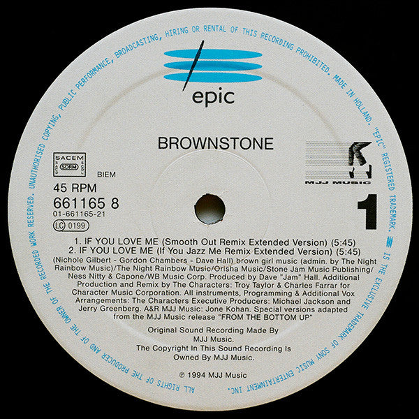 Brownstone : If You Love Me (Remixes) (12")