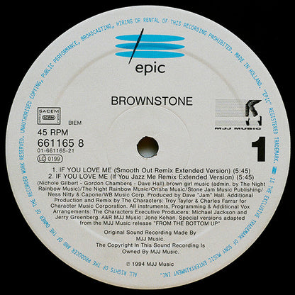 Brownstone : If You Love Me (Remixes) (12")