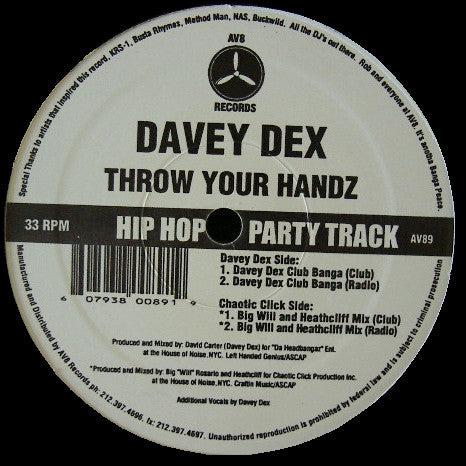 Davey Dex : Throw Your Handz (12")