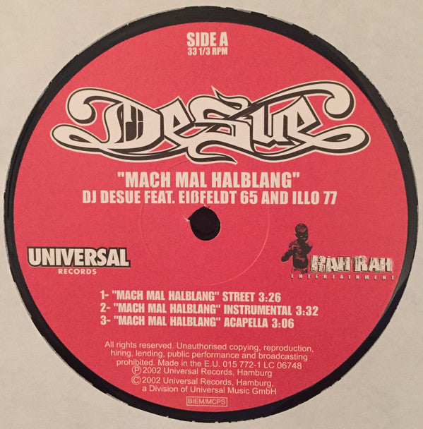 DJ Desue : Mach Mal Halblang (12")