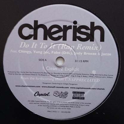 Cherish Feat. Chingy, Yung Joc, Fabo, Jody Breeze & Jazze* : Do It To It (Rap Remix) (12", Promo)