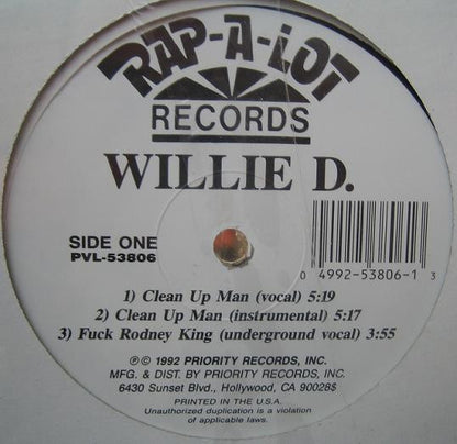 Willie D : Clean Up Man (12", Maxi)