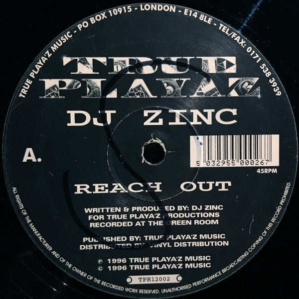 DJ Zinc : Reach Out / Pranksters (12")