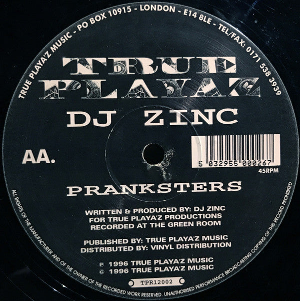 DJ Zinc : Reach Out / Pranksters (12")