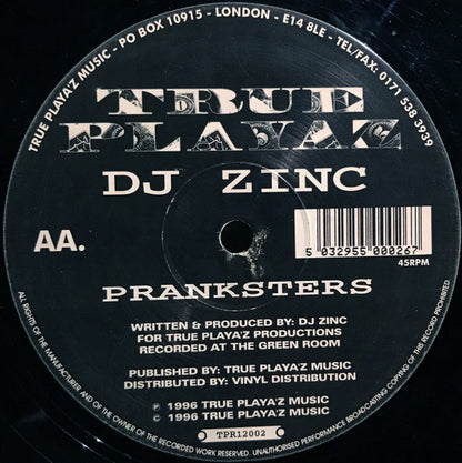 DJ Zinc : Reach Out / Pranksters (12")