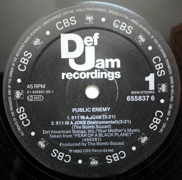 Public Enemy : 911 Is A Joke (12", Maxi)