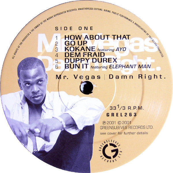 Mr. Vegas : Damn Right (LP, Album)