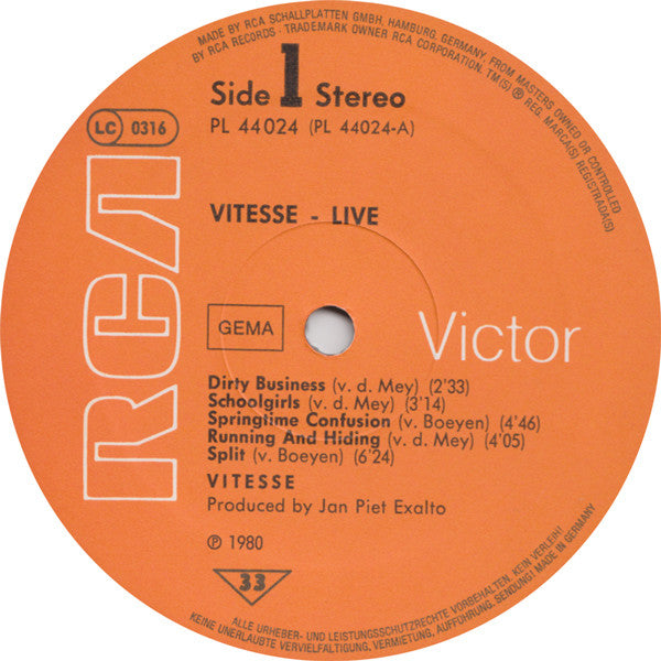 Vitesse (2) : Live (LP, Album, Ora)