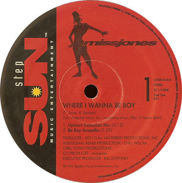Miss Jones (2) : Where I Wanna Be Boy (12")
