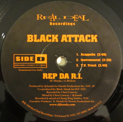 Black Attack : Rep Da R.I. (12", Promo)
