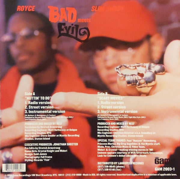 Bad Meets Evil Featuring Eminem aka Slim Shady And Royce The Five-Nine* : Nuttin' To Do / Scary Movies (12")