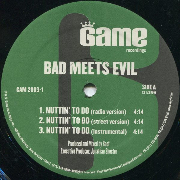 Bad Meets Evil Featuring Eminem aka Slim Shady And Royce The Five-Nine* : Nuttin' To Do / Scary Movies (12")