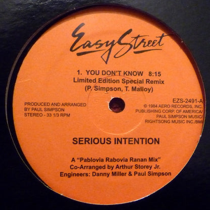 Serious Intention / Cultural Vibe : You Don't Know / Ma Foom Bey (12")