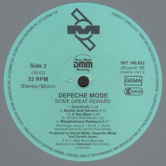 Depeche Mode : Some Great Reward (LP, Album, RP, Gre)