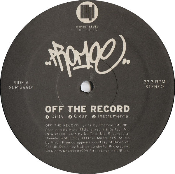 Promoe : Off The Record (12")
