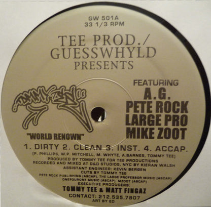 Tommy Tee : World Renown / No Holds Barred (12")
