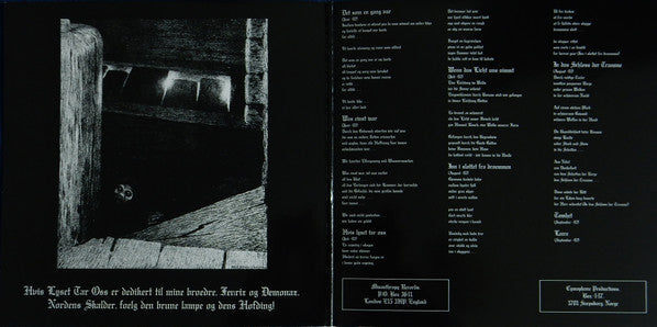 Burzum : Hvis Lyset Tar Oss (LP, Album, RE, Unofficial, Whi)