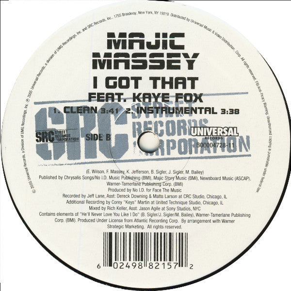 Majic Massey : Ooh Wee / I Got That (12")