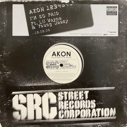 Akon Featuring Lil Wayne & Young Jeezy : I'm So Paid (12", Single, Promo)