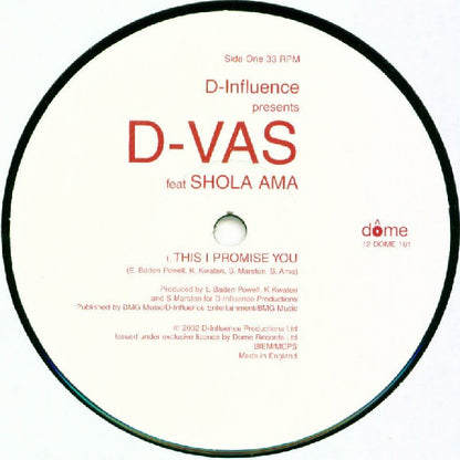 D-Influence* Presents D-Vas Feat Shola Ama : This I Promise You (12", Pic)