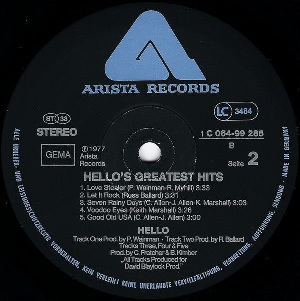 Hello : Their Greatest Hits (LP, Comp)