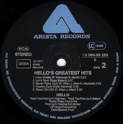 Hello : Their Greatest Hits (LP, Comp)
