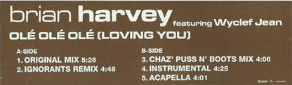 Brian Harvey Feat. Wyclef Jean : Olé, Olé, Olé (Lovin' You) (12", Single)