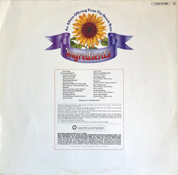 The Beach Boys : Sunflower (LP, Album, Gat)