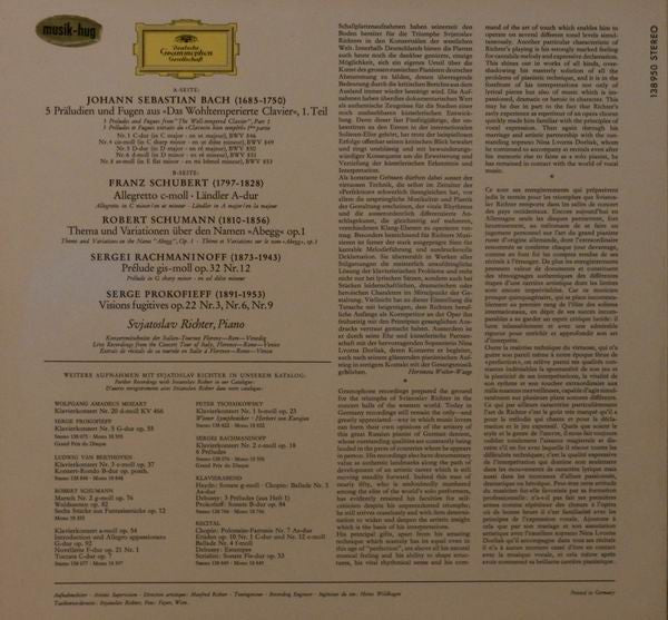 Sviatoslav Richter , Piano - Johann Sebastian Bach · Franz Schubert · Robert Schumann · Sergei Rachmaninoff · Sergei Prokofiev : Recital II (LP)