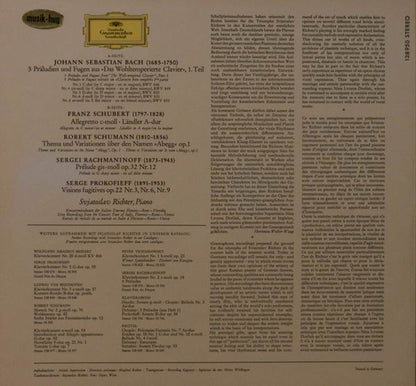 Sviatoslav Richter , Piano - Johann Sebastian Bach · Franz Schubert · Robert Schumann · Sergei Rachmaninoff · Sergei Prokofiev : Recital II (LP)