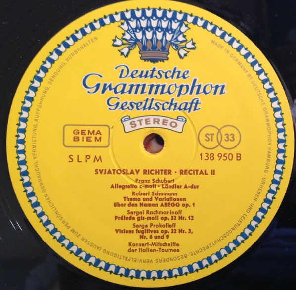 Sviatoslav Richter , Piano - Johann Sebastian Bach · Franz Schubert · Robert Schumann · Sergei Rachmaninoff · Sergei Prokofiev : Recital II (LP)