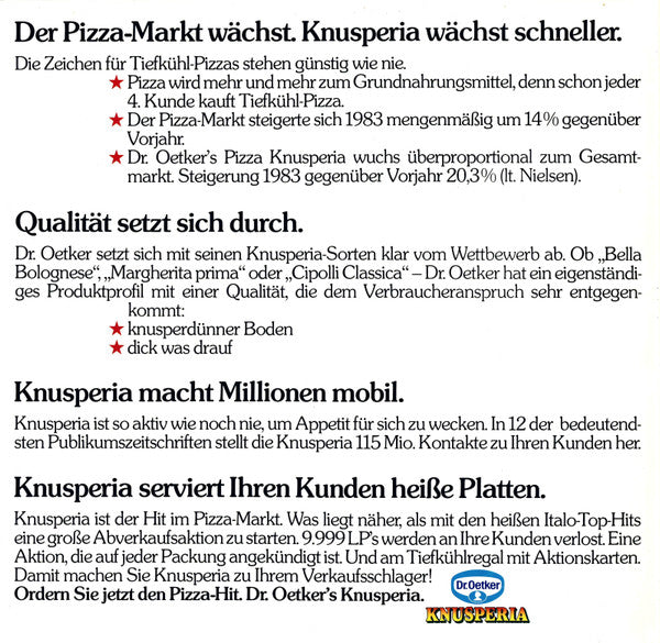 Various : Im Pizza-Markt Ist Musik - Dr.Oetker Knusperia Italo-Top-Hits (LP, Comp, Pic, Gat)