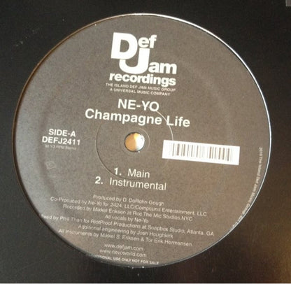 Ne-Yo : Champagne Life (12", Promo)