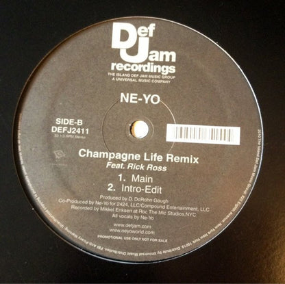 Ne-Yo : Champagne Life (12", Promo)
