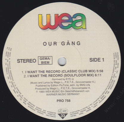 Our Gäng : I Want The Record (12", Promo)