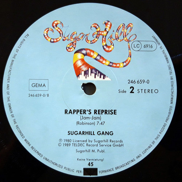 Sugarhill Gang : Rapper's Delight (Hip Hop Remix '89) & Rapper's Reprise (Jam-Jam) (12", Maxi)
