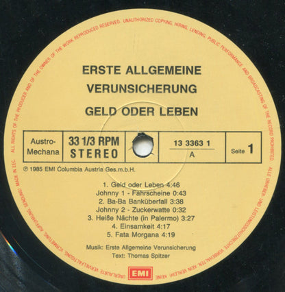 Erste Allgemeine Verunsicherung* : Geld Oder Leben! (LP, Album)