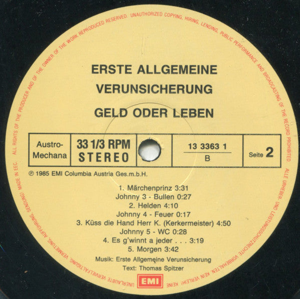 Erste Allgemeine Verunsicherung* : Geld Oder Leben! (LP, Album)